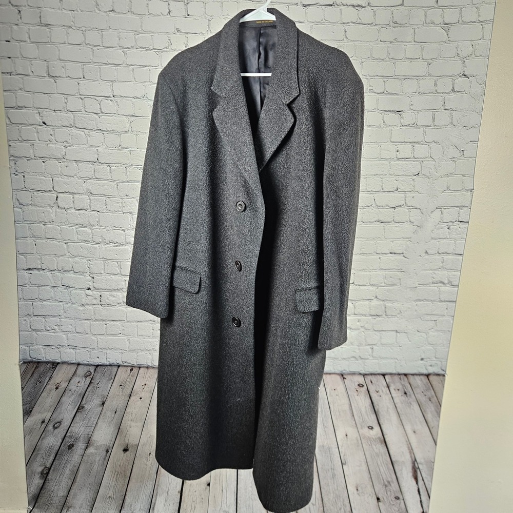 Kuppenheimer Mens Cashmere Blend Overcoat Made in England Charcoal Grey Coat